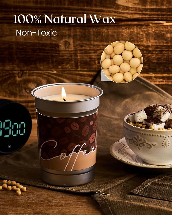 M&SENSE Cappuccino Coffee Scented Candles, Soy Wax, 16.2oz | 100 Hours Long Lasting, Clean Burn, Aromatherapy, Home Decor