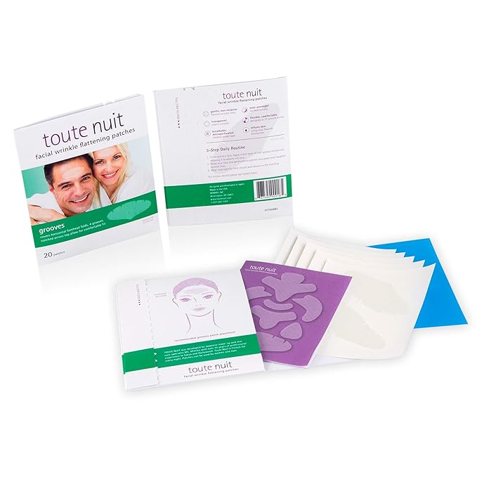 Toute Nuit Wrinkle Patches – Grooves – Face Tape for Maximum Forehead Coverage – Hypoallergenic Anti Wrinkle Patches – 20 Count, Made in USA