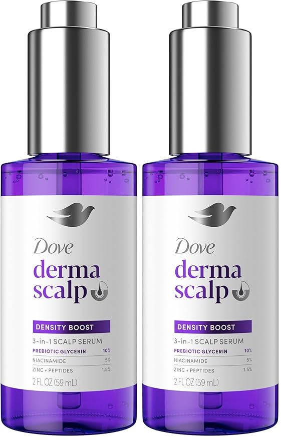 Dove Derma Scalp Density Boost 3-in-1 Scalp Serum With Prebiotic Glycerin,Zinc + Peptides,and Niacinamide For Breakage And Hair Thinning 2 oz,(Pack of 2)