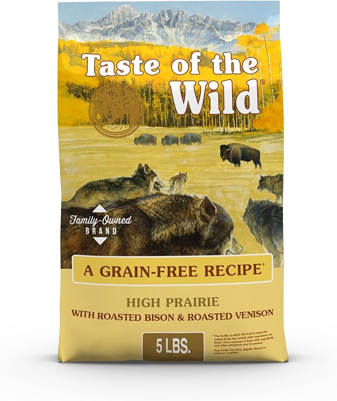 Taste of the Wild High Prairie Adult Dry Dog Food, Roasted Bison, 5lb | High Protein | Grain Free Recipe* | Nutrient Dense to Help Support Peak Health | Guaranteed Probiotics for Digestive Health
