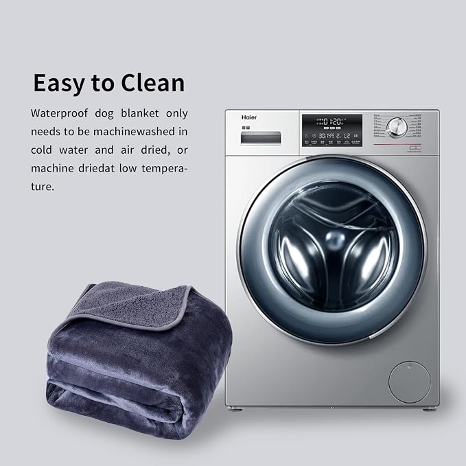 Waterproof Pet Blanket for Dogs and Cats, Soft Sherpa Fleece Throw Blanket 50 * 60inch Solid Grey