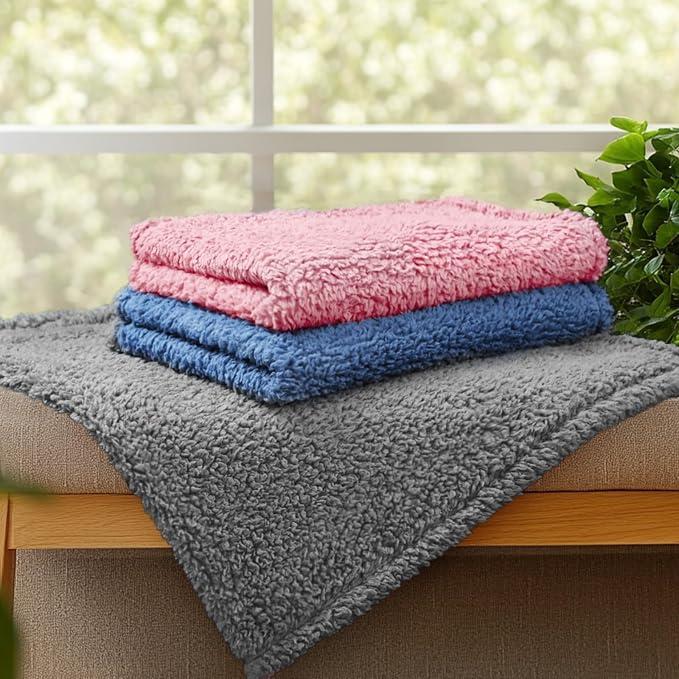 Luciphia 1 Pack 3 Calming Dog Blanket Fluffy Premium Fleece Pet Blankets Soft Sherpa Throw for Dogs Puppy Cat Haze Blue Small (23" x16") | Fluffy Throw Blanket Washeble for Crate Bed Couch Indoor. Cozy Pet Blanket, Puppy Essentials Dog gift,Haze Blue,S...