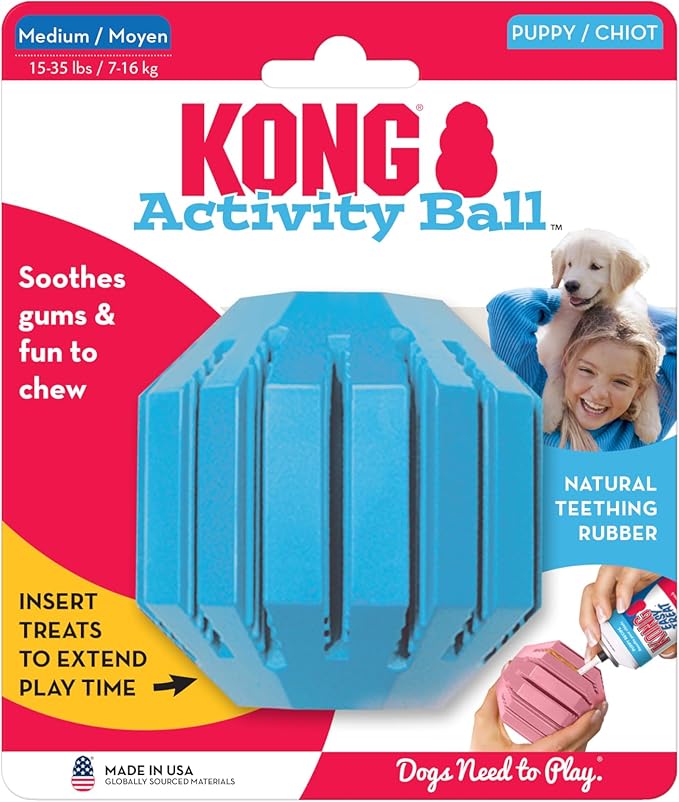 KONG Puppy Activity Ball, Teething Toy, Medium Puppies, Random Color