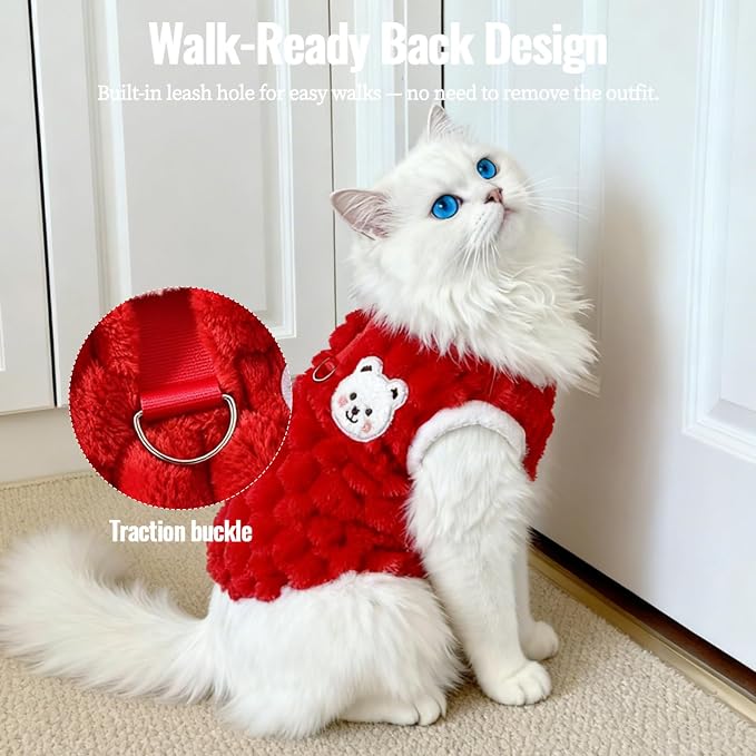 Dog Sweater for Small Dogs Puppy Cats Winter Warm Soft Pet Clothes Pullover Cute Extra Small Dog Apparel, Cat Sweaters for Cats Only Fit Chihuahua Yorkie(Red, L)