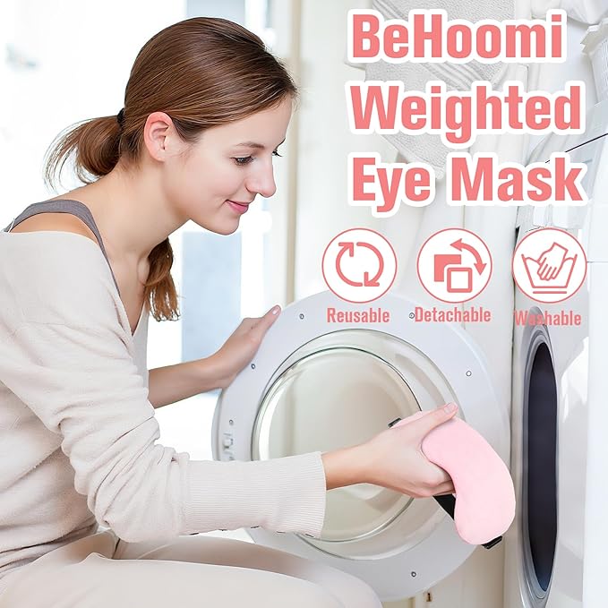 BeHoomi Heated Eye Mask, Weighted Sleep Mask Warm Compress for Eyes, Cooling Eye Mask for Sleeping, Reusable Eye Masks for Home, Office, Hot and Cold for Eye Relaxation, Mothers Day Gifts (Pink)