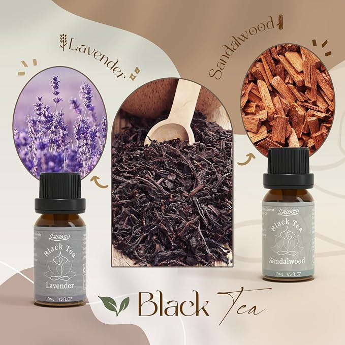 SALUBRITO Zen Fragrance Oil Set, Tea Essential Oil for Diffuser, Candle, Soap Making, White Tea, Black Tea, Green Tea Blended with Rose, Bamboo, Lavender, Sandalwood, Frankincense, Citrus Scented Oil