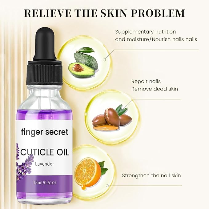 Cuticle Oil,15ml Cuticle Oils Lavender Aroma,Nails CuTicle Oil for Moisturizes&Strength Nails,Professional Manicure & Pedicure Care