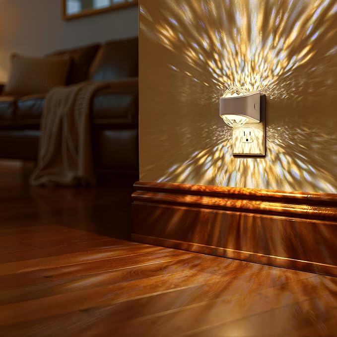 Night Light, Night Lights Plug into Wall, Projector Night Light | Soft White for Bedroom, Dimmable Brightness Dusk to Dawn LED Nightlight for Kids, Nursery, Bathroom, Home Decor, Gaming Room
