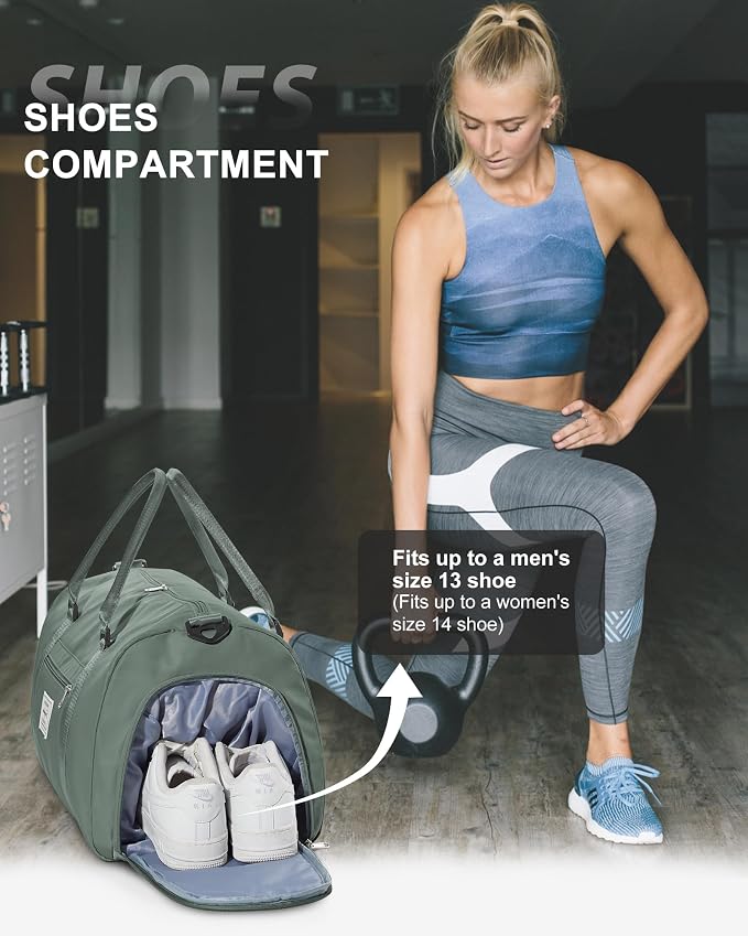 Gym Bag Womens Mens with Shoes Compartment and Wet Pocket Travel Duffel Bag for Women for Plane Sport Gym Tote Bags Swimming Yoga Waterproof Weekend Overnight Carry on Bag Hospital Holdalls