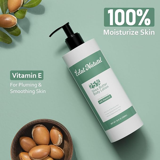 Shea Butter Body Lotion for Dry Skin, 25% Shea Butter Lotion with Vitamin E Moisturizer, Hydrating Nourishing Moisturizing Pump Body and Hand Cream, 10.15 Fl Oz (Package of 3)