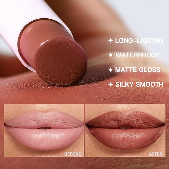 USHAS Lipstick and Lip Liner Combo Set 2 in 1 Waterproof Matte Lipstick pen for Women Lip liner Set Long Lasting with Makeup Set (Y18, Pack of 1)