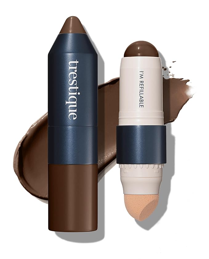 Trestique Foundation Stick - Refillable Face Stick With Built-In Sponge, Clean Beauty Medium Coverage, Sustainable Makeup