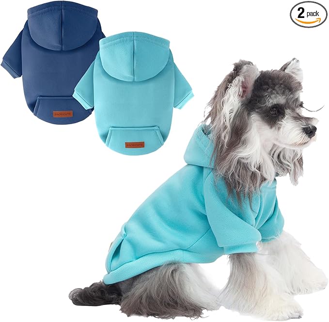 2 Pack Dog Hoodie Warm Hood Dog Sweater Cold Weather Small Dogs Sweatshirt Comfort Pet Clothes for Small Medium Dogs with Pockets Cats Chihuahua Clothes for Male Female Girl Boy Sporty Daily Wear