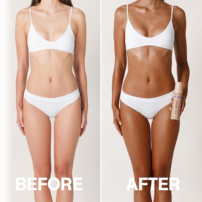 Bali Body Deep VioletSelf-Tanning Mousse + Mitt Bundle | Natural Looking Perfect Bronzed Shade | Streak-Free Green Based Tinted Self-Tanner + Reusable Stain-Free Tan Applicator | Vegan, Cruelty Free