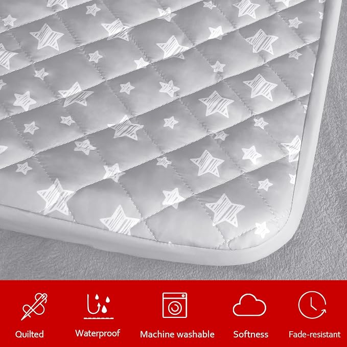 Waterproof Dog Bed Covers Replacement Lovely Grey Star Print, 35x44 Inches | Washable Pet Hair Easy to Remove, Noiseless Quilted Puppy Pet Bed Cover, for Dog/Cat, Cover Only