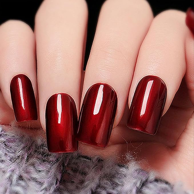 COSMOO 12ml Wine Red Nail Polish, Burgundy Quick Dry Nail Lacquer, Super Lustrous Nail Enamel Polish, Iridescent Ultrachrome Nail Art Varnish