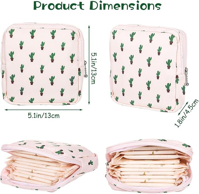 ElevateTech Sanitary Napkin Storage Bags, 4 Pcs Pad Bag for Period Tampon Bags Portable Menstrual Pad Pouch Feminine Pouch First Period Bag Gifts for Women
