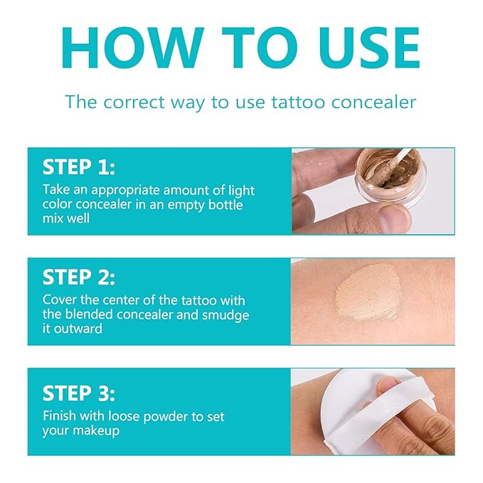 Tattoo Cover Up Makeup Waterproof, Full Coverage Concealer for Tattoos, Dark Spots & Scars, Long Lasting, Smudge-Proof & Transfer-Resistant