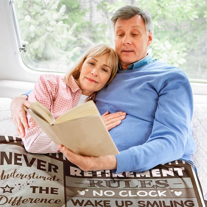 Retirement Gift for Woman or Men, Happy Retirement Blanket 60" x 80" | Happy Retirement Gifts for Coworker Teacher Boss Friends Retirees - Retirement Party Decorations Women - Retirement Blanket