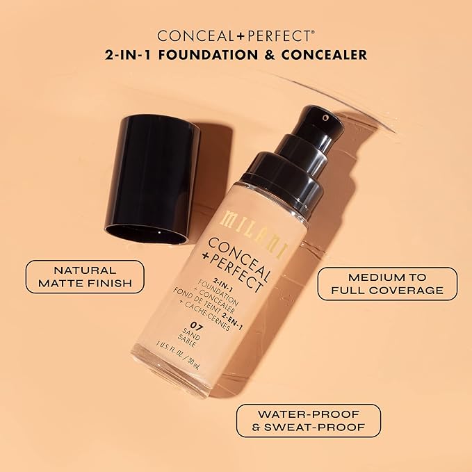 Milani Conceal + Perfect Liquid Foundation - Nude Ivory, 1 Fl. Oz.