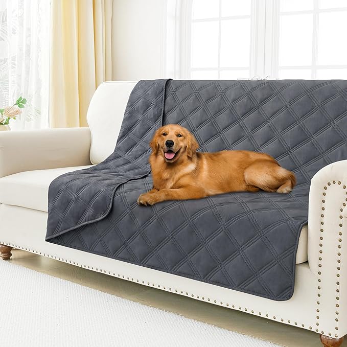 Smiry Waterproof Dog Bed Cover, Reversible Pet Blanket for Sofa Couch | Soft Washable Dog Blanket, Leakproof Couch Cover for Dogs Cats & Furniture Protection, 52x82, Dark Grey/Dark Grey