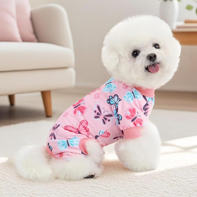 XPUDAC 4 Pack Dog Pajamas Summer Dog Pjs for Small Dogs Pet Outfits, 2XL | Stretchy, Soft, Breathable, Sleepwear, Girl Dog Clothes, Gentle on Skin, Dog Recovery Suit, Shedding Suit, All Seasons