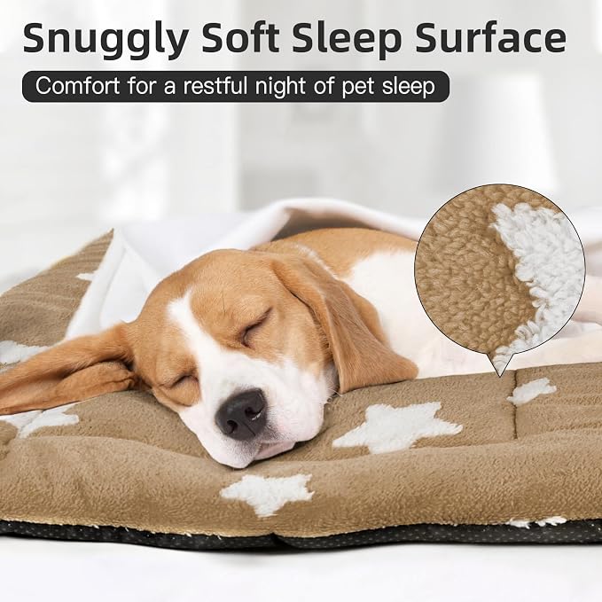 Mora Pets Dog Crate Pad Washable Cat Dog Bed for Crate Flat Pet Kennel Mat | Soft Dog Cat Bed Mat, Puppy Crate Pad for Dog Cage Cozy Sleeping Liner, Cute Pet Pillow Cushion Anti Slip Small Brown 24 x 18