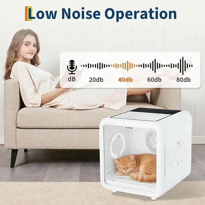 72L Cat & Dog Drying Box, 360° High-Efficiency Pet Dryer with 5 Air Outlets, 66 Million Negative Ions, NTC Smart Temperature Control, Quiet Pet Grooming Blower for Cats & Dogs up to 45 lbs