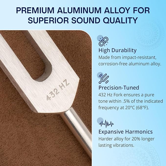432 Hz Tuning Fork for Healing - Precision-Machined Aluminum Alloy - Made in USA - Healing Tuning Fork, Chakra Healing, Sound Therapy, Reiki, Yoga, Energy Balancing Tools