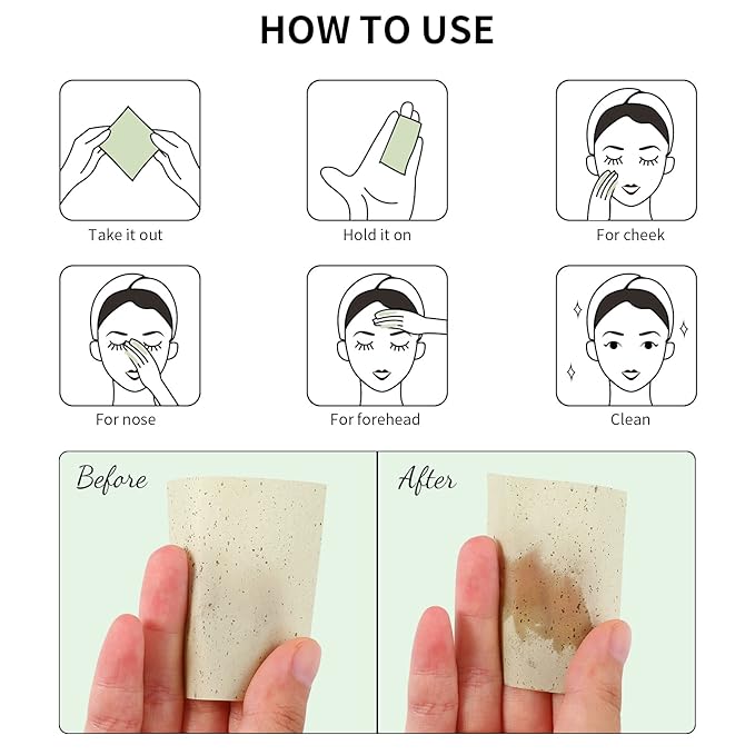 Oil Blotting Sheets for Face, DUcare 100 Counts Green Tea Blotting Paper For Oily Skin with Portable Mirror Case & Makeup Puff, Oil Absorbing Sheets For Face