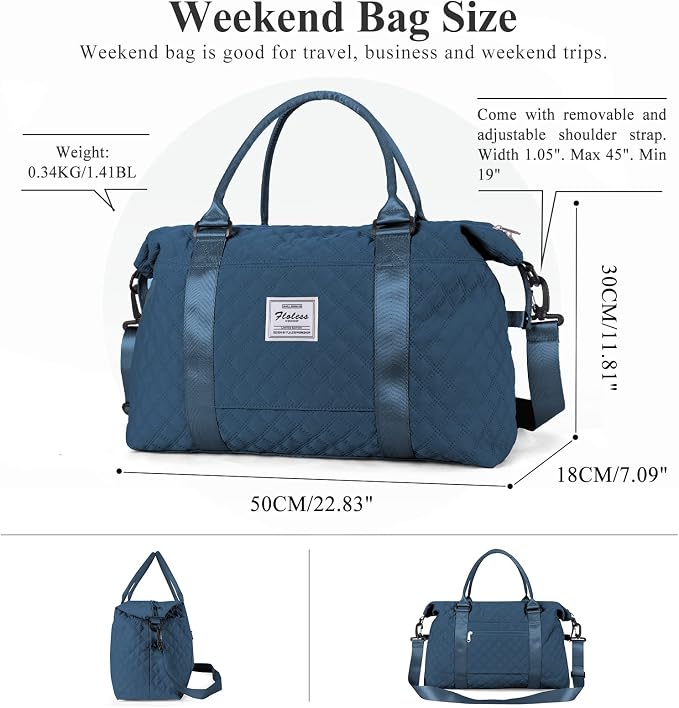 Travel Duffel Bag, Carry On Overnight Weekender Bags for Women | Travel Bag with Wet Pocket & Trolley Sleeve, For Spirit Airlines 18x14x8 Personal Item Bag