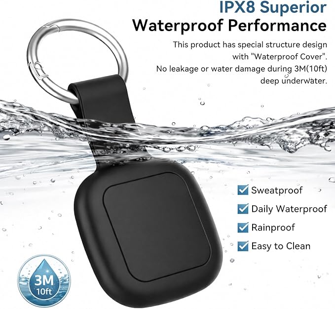 DDJ 4-Pack Waterproof Silicone Cases for UGREEN Tracker Tags, FineTrack Smart Finder Holders with Key Rings, Full-Cover Shockproof and Scratch-Resistant for Keys, Bags, Luggage and Pet Collars, Black