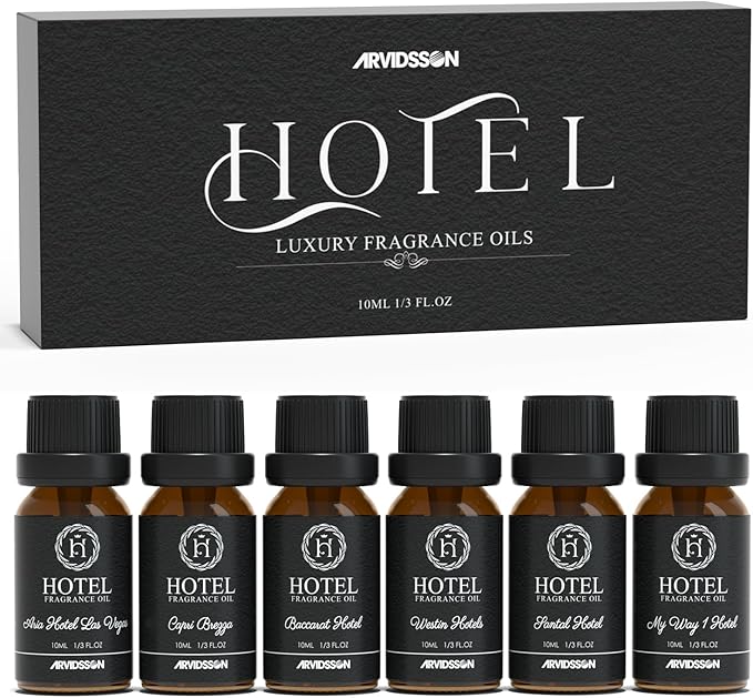 ARVIDSSON Hotel Diffuser Oil Gift Set - Inspired by 5 Star Hotel Scents - Luxury Hotel Essential Oils for Diffuser and Crafting, Premium Fragrance Oil Set, 6 x 10 mL, 0.34 fl oz