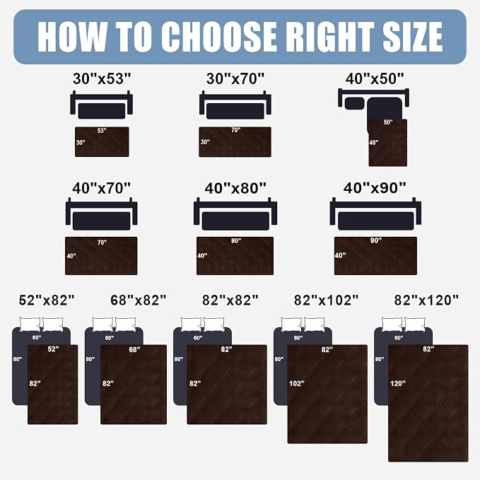 Smiry Waterproof Dog Bed Cover, Reversible Pet Blanket for Sofa Couch | Soft Washable Dog Blanket, Leakproof Couch Cover for Dogs Cats & Furniture Protection, 40x80, Chocolate/Chocolate