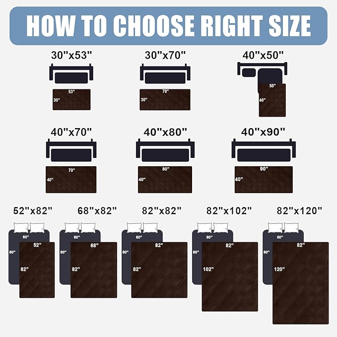 Smiry Waterproof Dog Bed Cover, Reversible Pet Blanket for Sofa Couch | Soft Washable Dog Blanket, Leakproof Couch Cover for Dogs Cats & Furniture Protection, 30x53, Chocolate/Chocolate