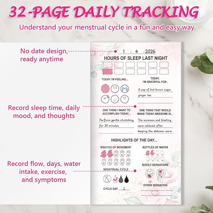 12 Pack Period Tracker Journal for Girls 6.5x3.5 Inch Period Tracking Notebook First Period Starter Kit Funny Daily Menstrual Cycle Tracker Gifts for Girls Teens Feminine Care 80GSM