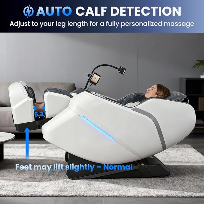 4D Massage Chair Full Body, Unique 2026 Space Walk & Ankle Stretch, Zero Gravity SL-Track Shiatsu Massage Chair Recliner with Electric Calfrest Extension & Foot Rollers, AI Voice, S002 White