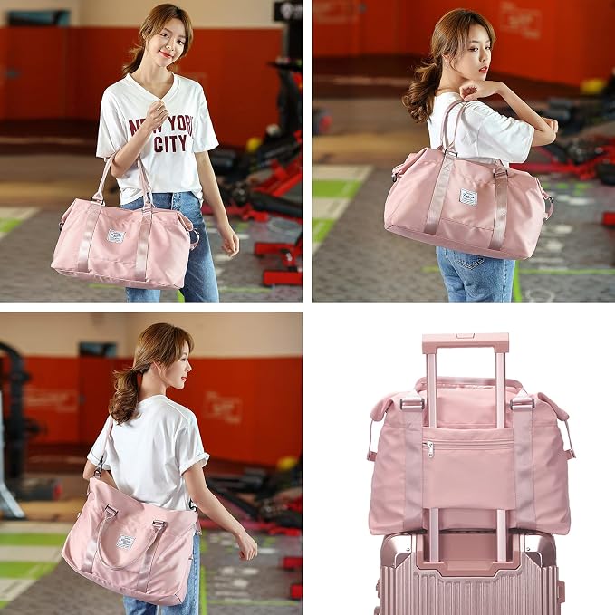 Travel Duffel Bag, Carry On Overnight Weekender Bags for Women | Travel Bag with Wet Pocket & Trolley Sleeve, For Spirit Airlines 18x14x8 Personal Item Bag