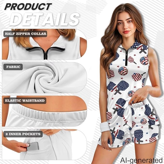 Golf Dress Tennis Dresses for Women with Built in Shorts and Pockets Sleeveless Athletic Dress Workout Dress