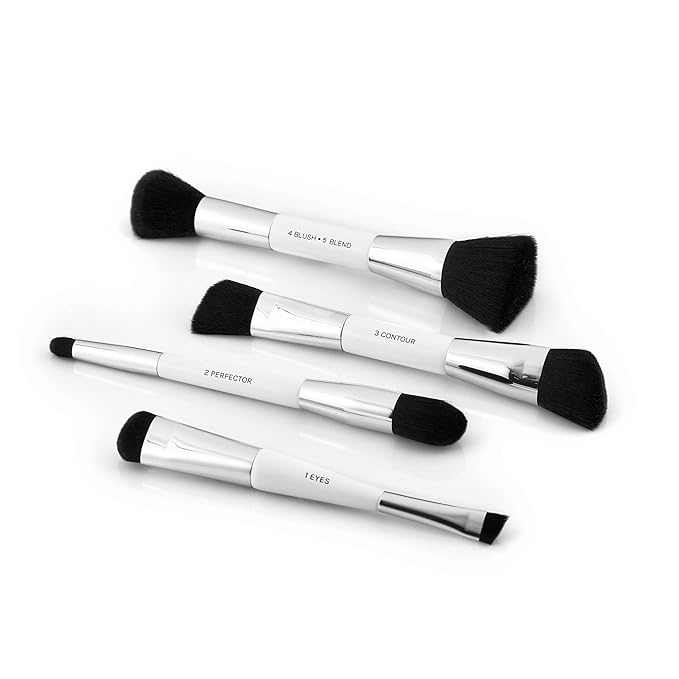 Woosh Beauty, Jetsetter Bundle in #2.5 Medium Tan, Fold out Face Original, Essential Brush Set, Travel Case in Black