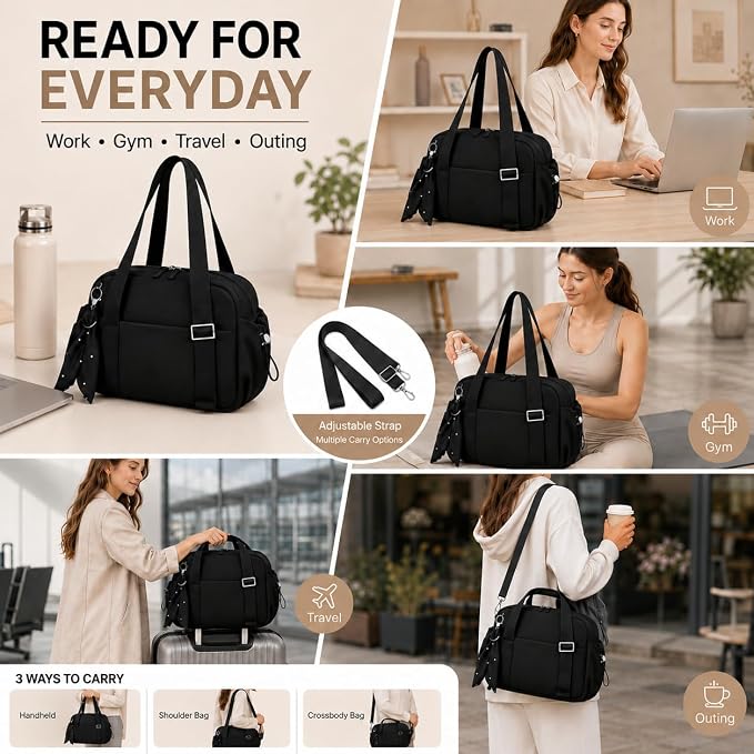 LOIDOU Aesthetic Mini Gym Bag for Women with Wet Dry Pocket, Lightweight Dance Ballet Gymnastic Small Tote Bag for Workout Yoga Clean Girl Lifestyle Overnight Weekend Trip