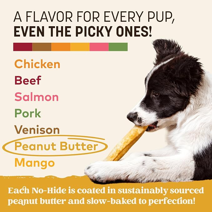Earth Animal No Hide Dog Chews - Rawhide Free Medium 3 Count Peanut Butter | Medium Peanut Butter Flavored Natural Rawhide Free Long Lasting Dog Chews - Treats for Medium Dogs and Aggressive Chewers