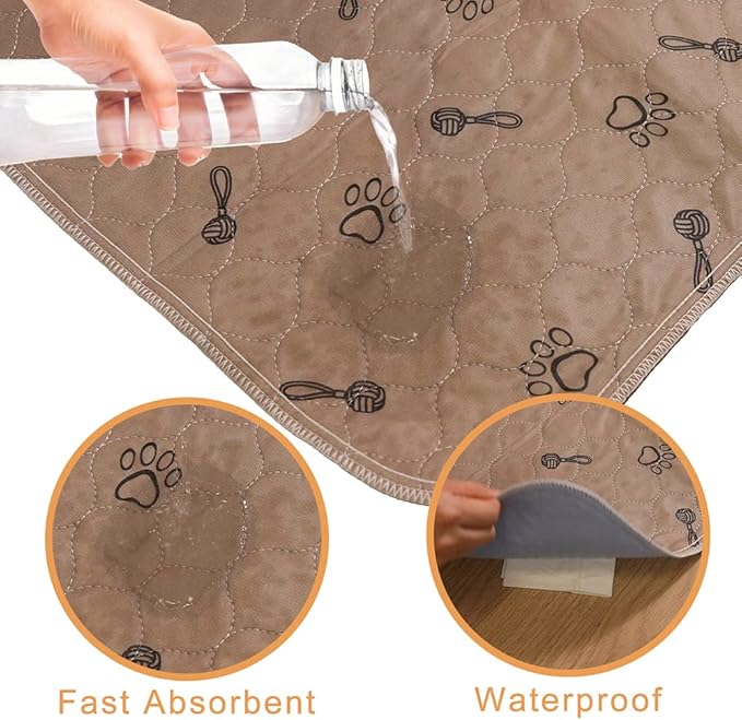 Peepeego 2Pack Pee Pads Washable 36”x48 +Free Dog Comb, Waterproof Rugs Non Slip