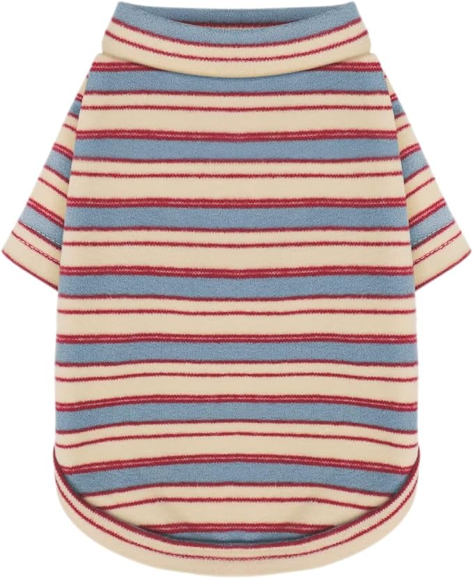 Paiaite Stylish Striped Block Dog Shirt Breathable Clothes Red&Blue 3XL | Wrinkle resistant comfy wear, suitable for small medium large dogs, great daily outfit Warm for all pet lovers