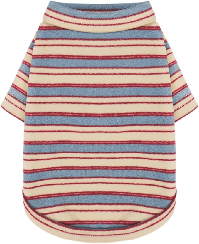 Paiaite Stylish Striped Block Dog Shirt Breathable Clothes Red&Blue 2XL | Wrinkle resistant comfy wear, suitable for small medium large dogs, great daily outfit Warm for all pet lovers