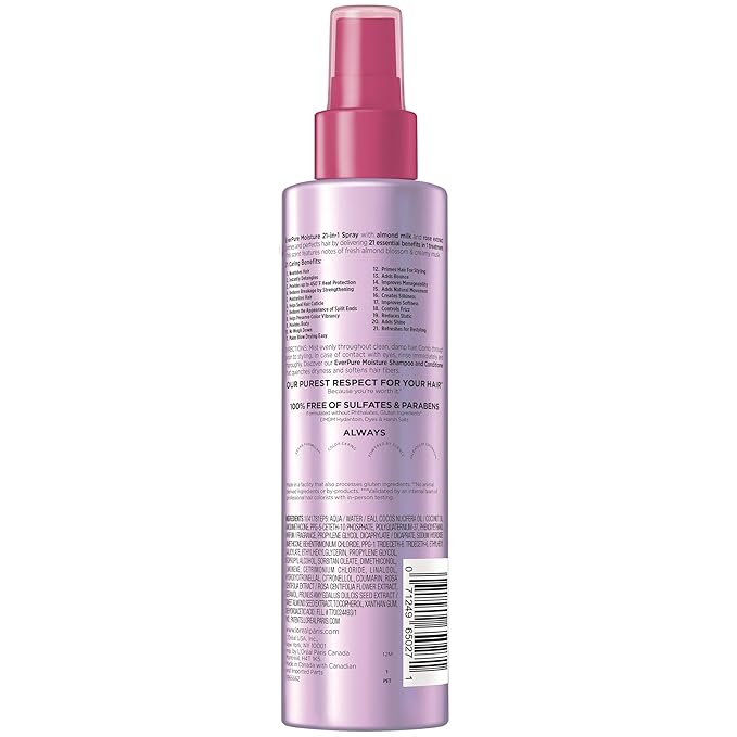L'Oreal Paris 21-in-1 Leave In Conditioner Spray, Sulfate Free, Vegan, EverPure 6.8 fl oz