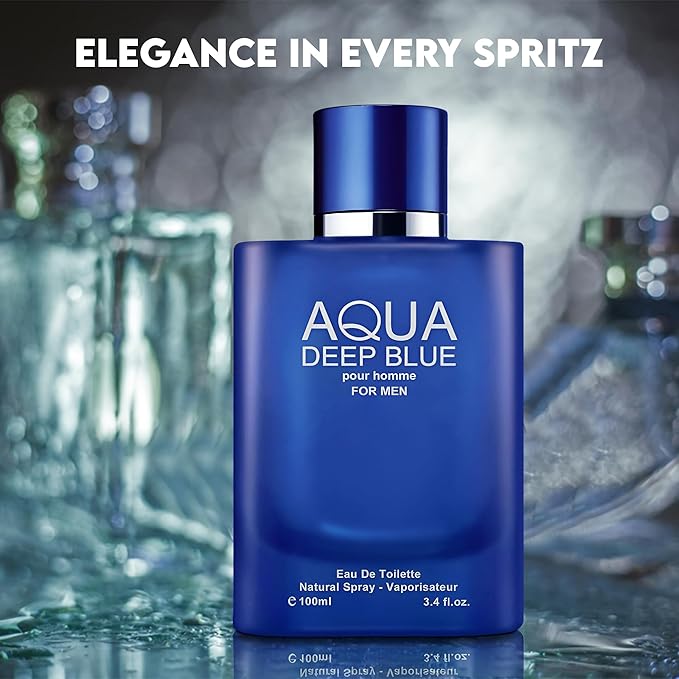 A CENTER Men's Cologne Gift Set 4 Pack Aqua Series - 3.4 Fl Oz Each | Vanilla Bourbon, Leather & Amber Floral Fragrance | Luxury Eau de Toilette Quartet
