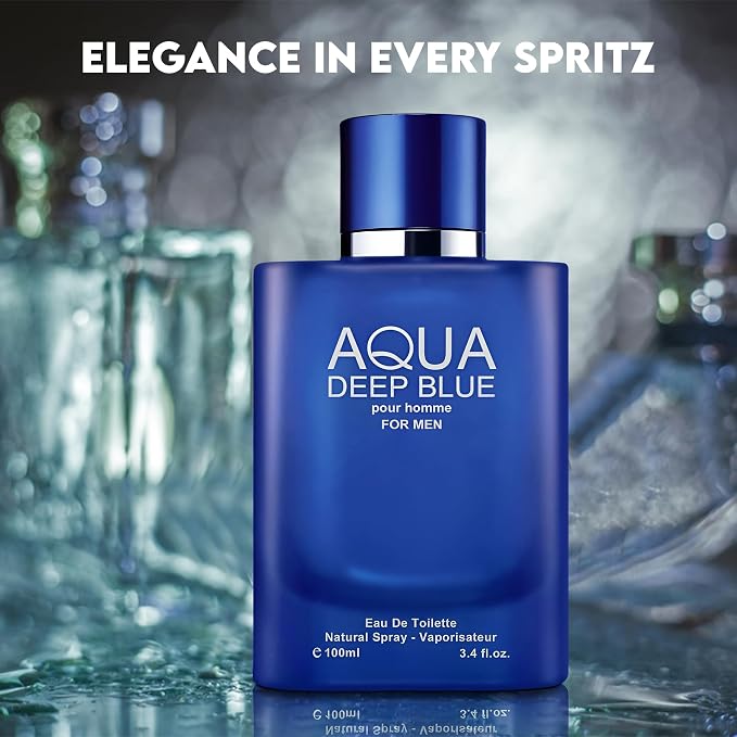 AFLUXE Men's Cologne Gift Set - Variety Pack of 4 Long Lasting Fragrances with 10ml Pheromone Cologne (Aqua Deep Blue/Cool Ocean-Men/Guilt Black/King)