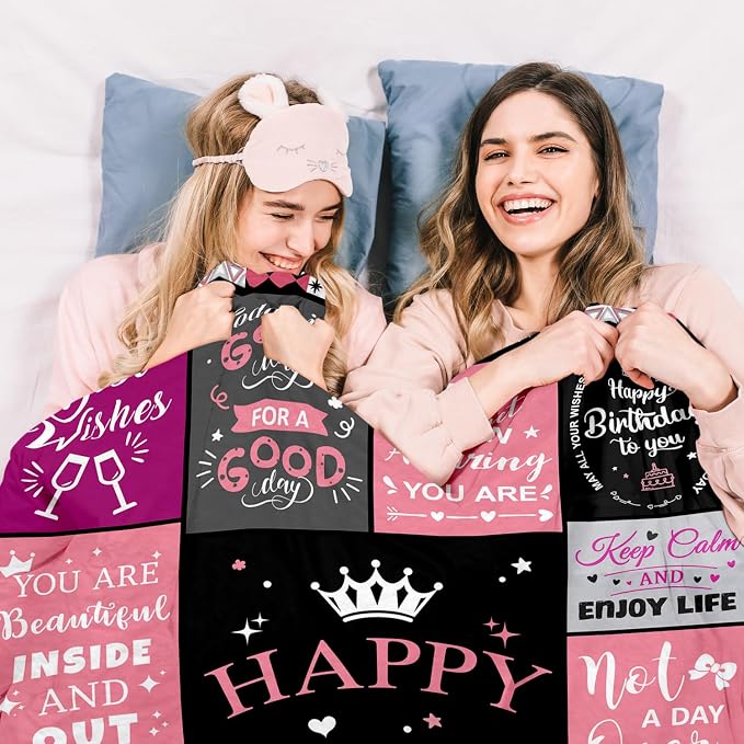 Birthday Gifts for Women, Happy Birthday Blanket for Women 60" x 80" | Birthday Decorations for Women, Gift for Women Birthday Unique, Happy Birthday Gift for Her, Mom, Wife, Daughter, Sister