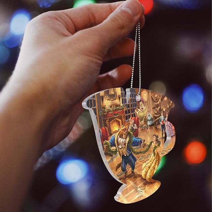 Disney – Beauty and The Beast Christmas Celebration – Holiday Party – 3.5” x 3.5” Teacup Shaped Hanging Acrylic Print Accessory – Officially Licensed Collectible ACPTEACUP800